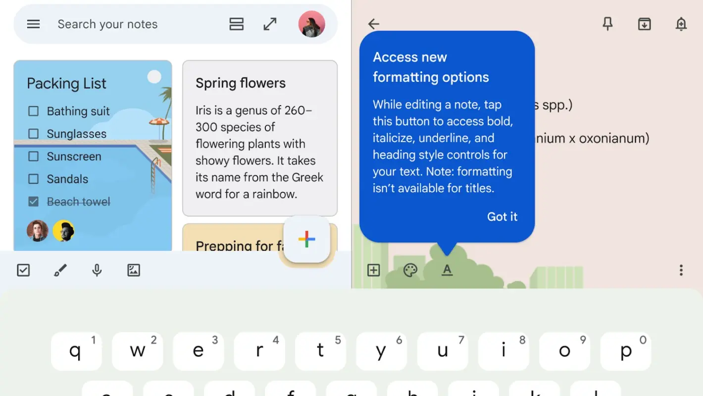 Featured image for Google intros rich text formatting for Google Keep on Android