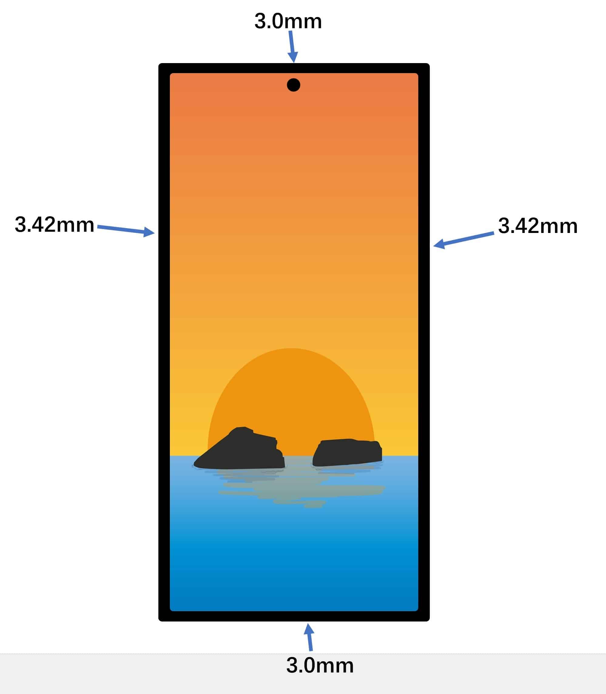 Samsung Galaxy S24 Ultra mock up flat display wide bezel